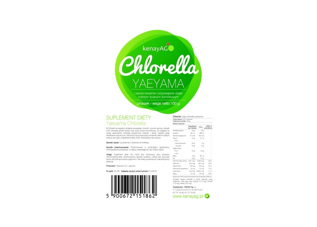 KENAY Chlorella w proszku 100g