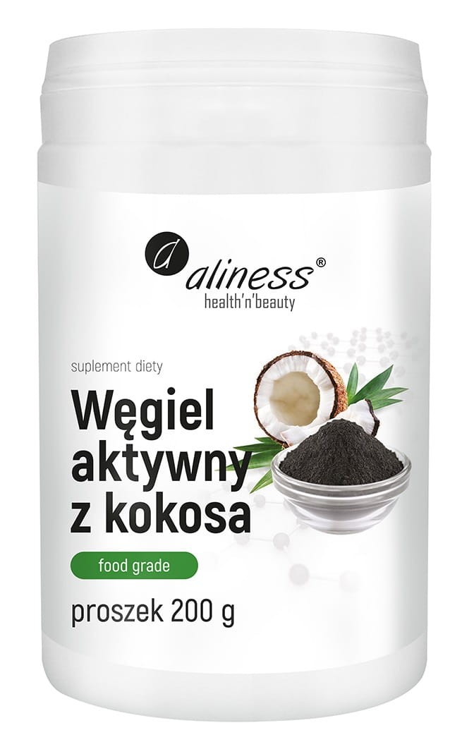 Aliness Węgiel aktywny z kokosa proszek 200g