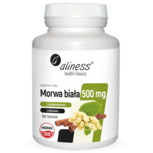 ALINESS Morwa Biała 500 mg z Cynamonowcem i Chromem 180 tabletek